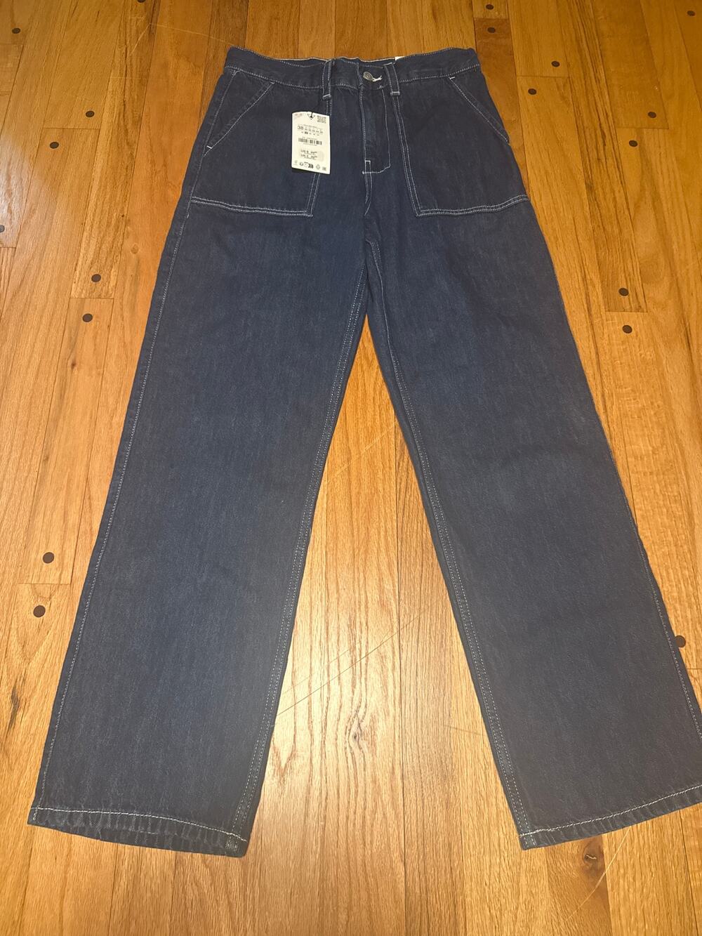 NEW Zara Straight Leg Mid-Rise Dark Wash Jeans Women’s USA Sz 30